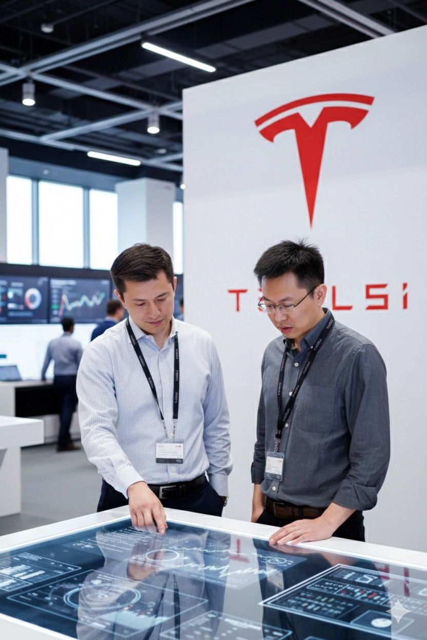 Team discussing data on a screen